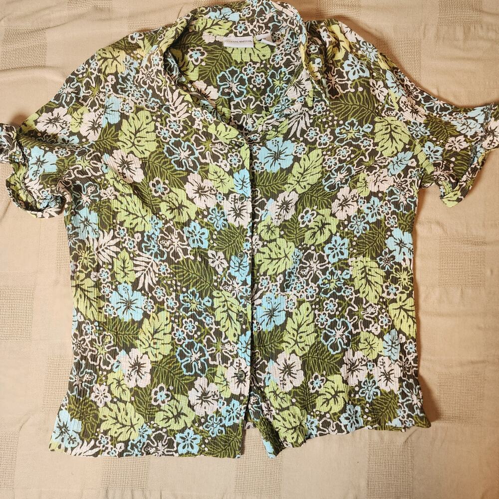 Jacklyn Smith Button Up Flower Print Shirt-Women's 2x
